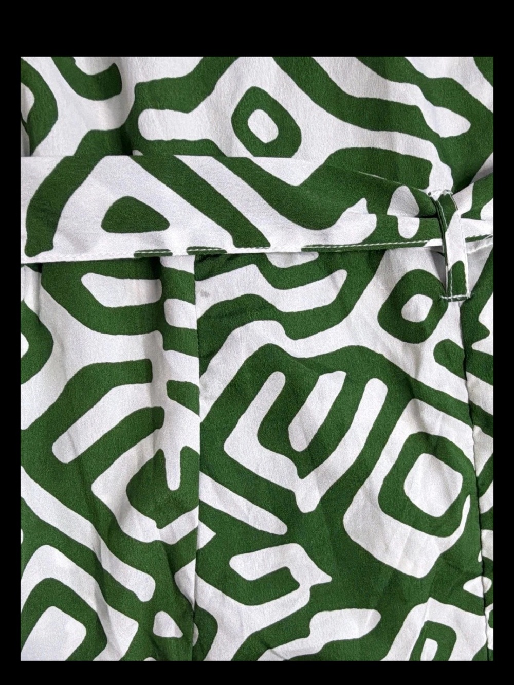 LIVE 4TRUTH Green White Geometric Maxi Shirt Dress Belted Long Sleeve Size Small - Picture 6 of 6